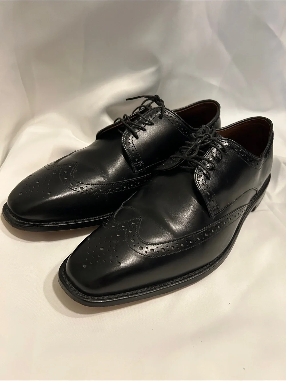 Allen Edmonds Bel Air Baroque Sleek Black Leather Wingtip Formal Dress Shoes 10